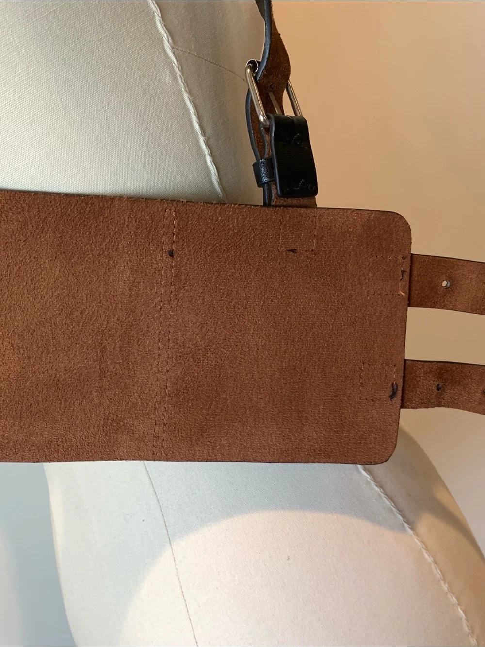 Black Leather Buckle Harness Belt Vest - Women's Accessory